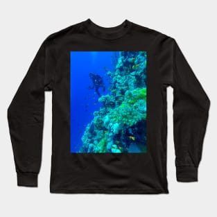 Coral reef and scuba diver Long Sleeve T-Shirt